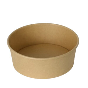 Round Salad Bowls With Pet Lids- Kraft | White - 500 | 750 | 1000 | 1100 | 1300 ml