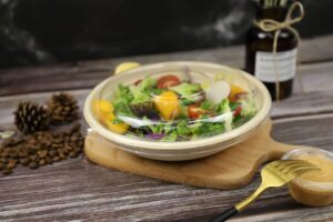 ECOPULP Biodegradable Bagasse Round Salad Bowls 24 oz | 32 oz + Pet Lid
