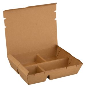 Lunch Box 4 compartments With HInged Lid Kraft