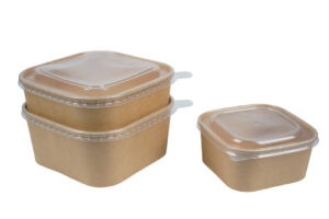 Square Paper Bowl for Salads & Food with Sealable PET Lid (500ml - 1400ml)