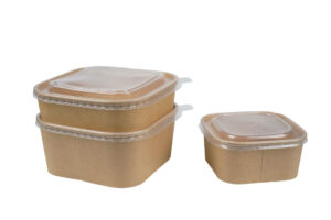 Square Paper Bowl for Salads & Food with Sealable PET Lid (500ml - 1400ml)
