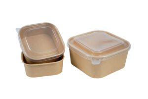 Square Paper Bowl for Salads & Food with Sealable PET Lid (500ml - 1400ml)