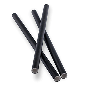 Black Straws: Plastic 8mm Wrapped Straw - Black - 20 CM