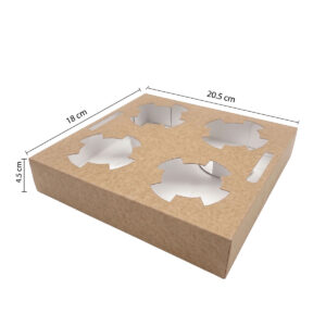 4 Cup Holder Tray - Kraft Brown Paper