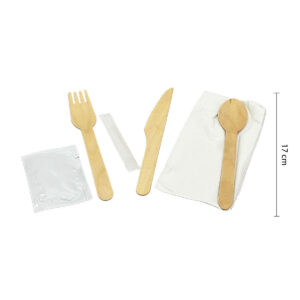 Eco Wooden Cutlery Set (Fork, Spoon, Knife) - Natural Birch Wood