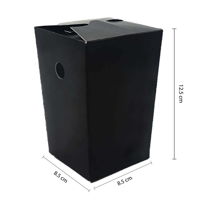 7432-3__Black Snap Closed Box for Appetizers & Chips – Black Medium (8.5cm x 8.5cm x 12.5cm)