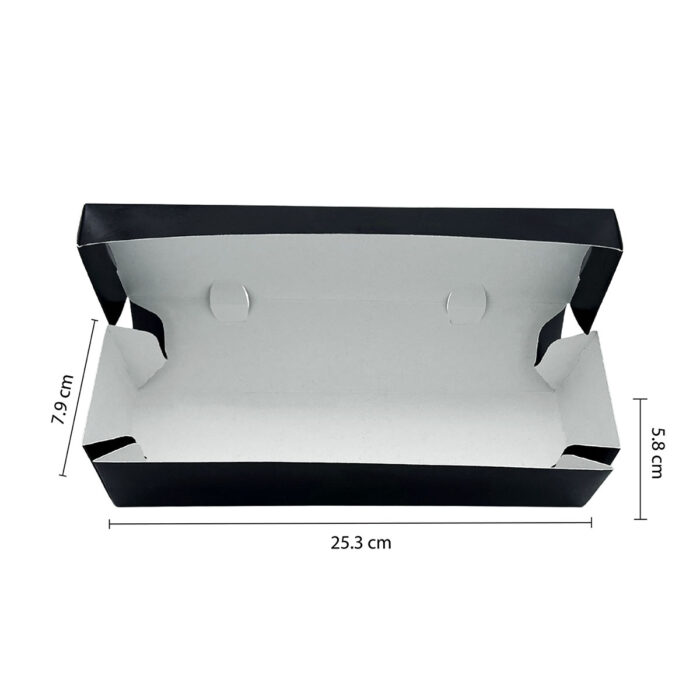 7433-4__Black Flower Sandwich Box – Black Medium (25.3cm x 7.9cm x 5.8cm)