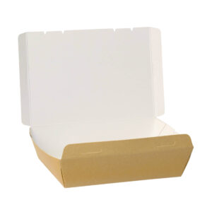 Hinged Paper Salad Box - Brown & White (500ml - 1600ml)