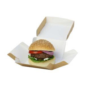 Flower™ Burger Carton Box - Kraft & White (S, M, L, XL)