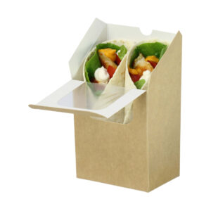 Wrap Sandwich Box - Brown & White (9cm x 6.2cm x 15.2cm)
