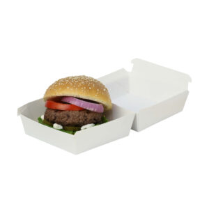 Auto Burger™ carton Box - White & Kraft (12.5cm x 12cm x 7.5cm)