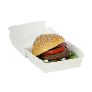 Auto Burger™ carton Box - White & Kraft (12.5cm x 12cm x 7.5cm)