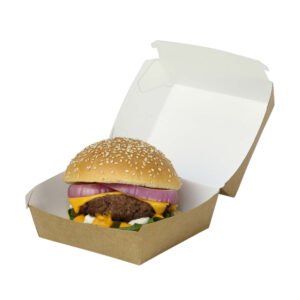 Auto Burger™ carton Box - White & Kraft (12.5cm x 12cm x 7.5cm)