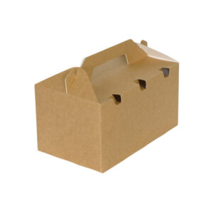 Kids Meal Paper Box Carrier - White & Kraft (19cm x 14cm x 11.5cm | 23cm x 14cm x 12.5cm)