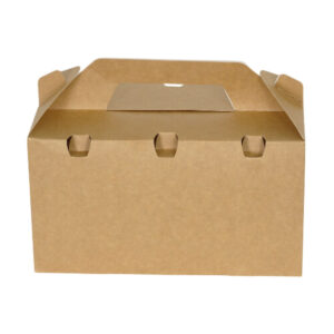 Kids Meal Paper Box Carrier - White & Kraft (19cm x 14cm x 11.5cm | 23cm x 14cm x 12.5cm)