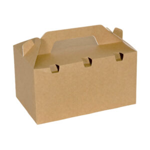 Kids Meal Paper Box Carrier - White & Kraft (19cm x 14cm x 11.5cm | 23cm x 14cm x 12.5cm)