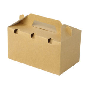 Kids Meal Paper Box Carrier - White & Kraft (19cm x 14cm x 11.5cm | 23cm x 14cm x 12.5cm)