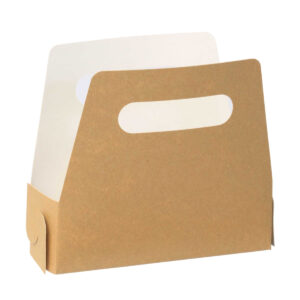 Paper Fry Basket - White & Kraft (14cm x 4.5cm x 4.5cm)