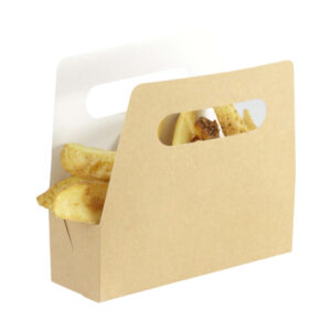 Paper Fry Basket - White & Kraft (14cm x 4.5cm x 4.5cm)