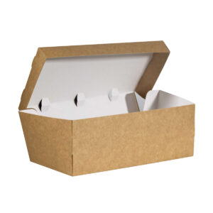Flower™ Burger Combo carton Box - Brown & White (27cm x 13.5cm x 10cm)