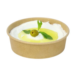 Round Paper Salad Bowl with PET Lids - Kraft & White (500ml - 1300ml)
