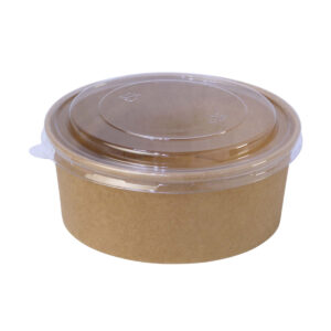 Round Paper Salad Bowl with PET Lids - Kraft & White (500ml - 1300ml)