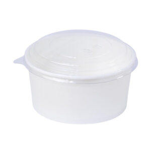 Round Paper Salad Bowl with PET Lids - Kraft & White (500ml - 1300ml)