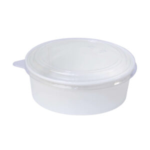 Round Paper Salad Bowl with PET Lids - Kraft & White (500ml - 1300ml)