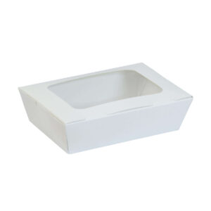 Hinged Paper Salad Box with Window - Brown & White (500ml - 1600ml)
