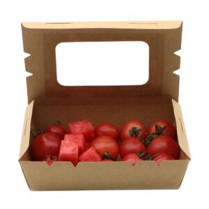 Hinged Paper Salad Box with Window - Brown & White (500ml - 1600ml)