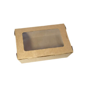 Hinged Paper Salad Box with Window - Brown & White (500ml - 1600ml)