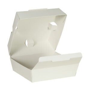 Burger CLAM™ Carton Box - White & Kraft (12cm x 11.5cm x 6.5cm)