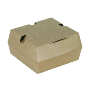 Burger CLAM™ Carton Box - White & Kraft (12cm x 11.5cm x 6.5cm)