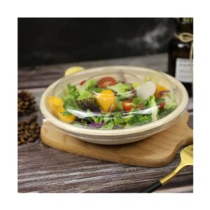 ECOPULP Biodegradable Bagasse Round Salad Bowls 24 oz | 32 oz + Pet Lid