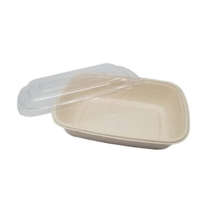 ECOPULP™ Bagasse Rectangular Lunch Box 1 Compartment with PET or PP Lid (750ml - 1000ml)