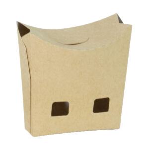 ECOMI™ Closed Auto Paper Fry Box - White & Brown (S, M)