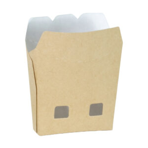 ECOMI™ Closed Auto Paper Fry Box - White & Brown (S, M)
