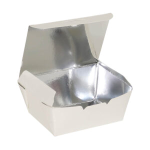 NEO PAIL SILVER - Food Papwr Box with Lid 350-800ML - WHITE COATED SILVER