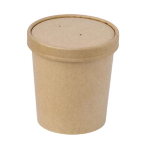 SOUP CUP with Paper Lids 8oz to 32 oz White and kraft
