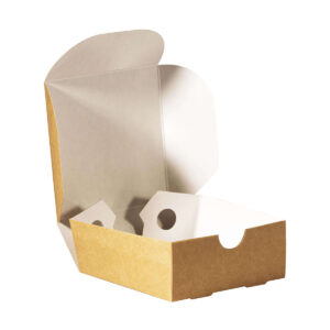 SNACK BOX COATED - Brown & White (11.8cm x 11.8cm x 4.8cm)
