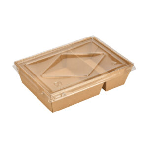 CLEAR VIEW 2 COMP   700ML +PET LID - PE Brown Kraft