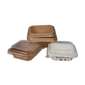 Thermoseal Square Bowl for Salads - Brown Kraft & White (500ml - 1200ml)