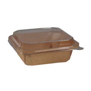 THERMOSEAL SQUARE BOWL 500ml-1200ml Brown Kraft and White for Salads