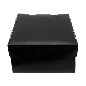 Black Flower Burger Box L , 12.5×12.5×7.5 cm, Large Stylish Takeaway Pack