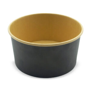 Round Paper Bowl with PET Lid - Black / Kraft Interior (1000ml)