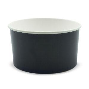Round Paper Bowl with PET Lid - Black / White Interior (1000ml)