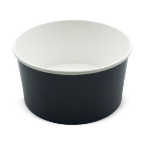 Round Paper Bowl with PET Lid - Black / White Interior (1000ml)