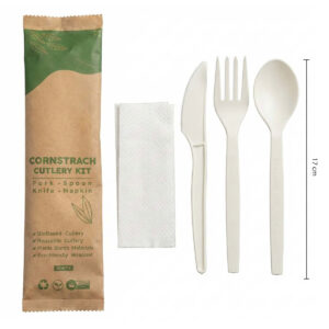 Cutlery Set (4 in 1) | PSM Corn Starch | White | 17cm