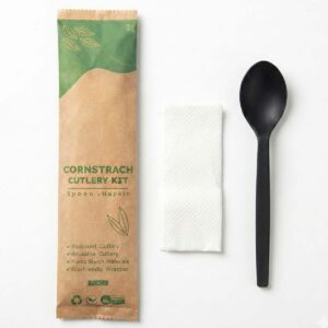 Cutlery Set (2 in 1) | PSM Corn Starch | Black | 17cm