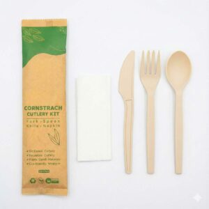 Cutlery Set (4 in 1) | PSM Corn Starch | Brown | 17cm